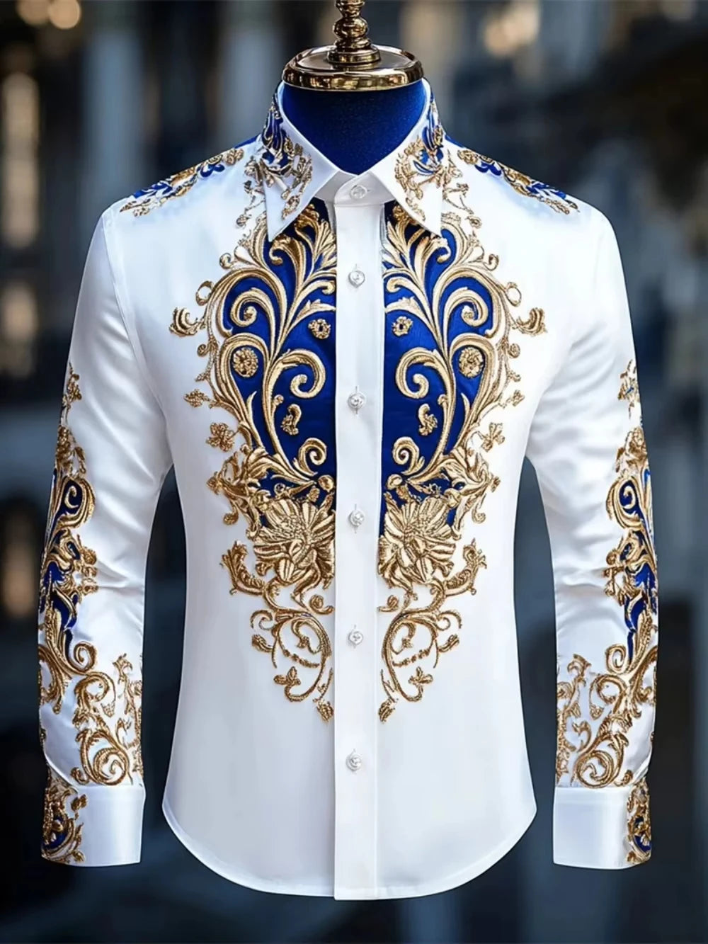 Men Luxury Western Lion Long Sleeve Button Up Shirt Floral Gold 3d Print Hawaiian Shirt Men Women Fashion Design Blouse Slim New