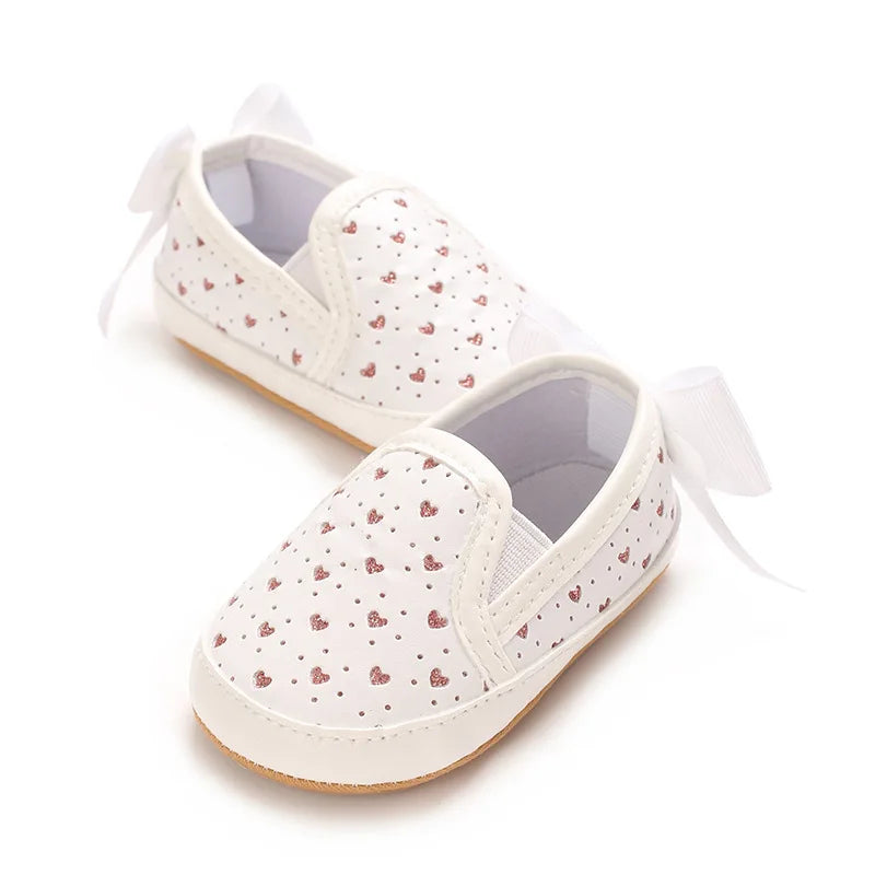 Baby Learning Walk Shoes, Cute Printed & Bow Sneakers, Soft Sole Casual Footwear for Infants 0-18M
