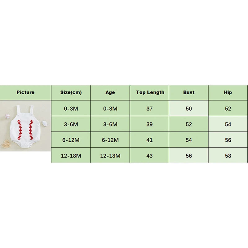 Citgeett Summer Infant Baby Girls Boy Bodysuit Overalls Baseball Embroidery Sleeveless Jumpsuit Suspender Pants Clothes
