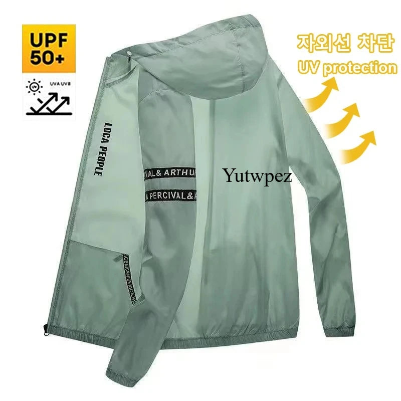 Outdoor Hiking UPF50+ Summer Sun Protection Cycling Men's Casual Quick-drying Bicycle Sports Hooded Jacket Thin Skin Windbreaker
