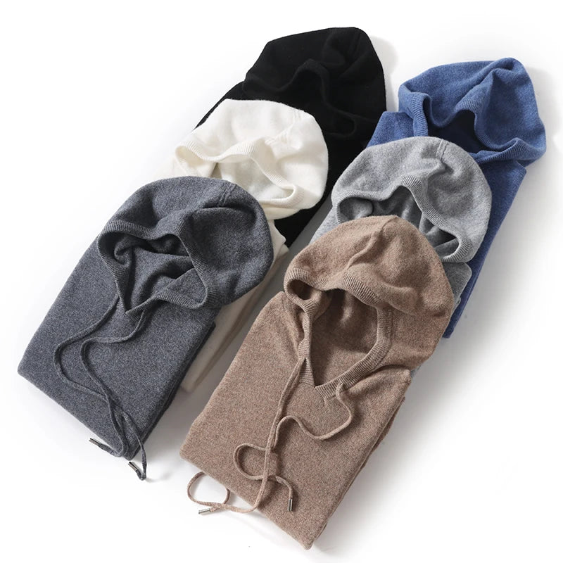 2025 Men's 100% Merino Pure Wool Knitted Hoodie Women's Style Large Size Autumn/Winter Warm Outdoor Sweater Solid Color Top YJ
