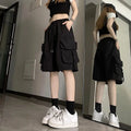 URBANCREW High-Waist Cargo Shorts — Loose Streetwear Fit