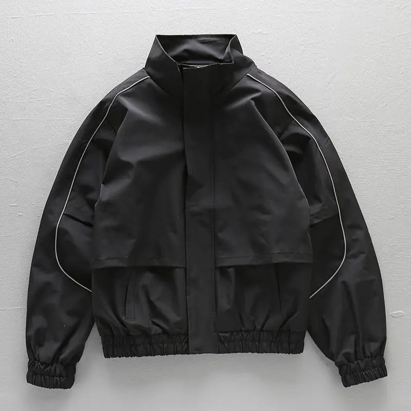 Spring Autumn Zipper Sweatshirt Men Bomber Jacket Cargo Coat Windbreaker Long Sleeve Outdoor Outerwear Black Men Clothing New