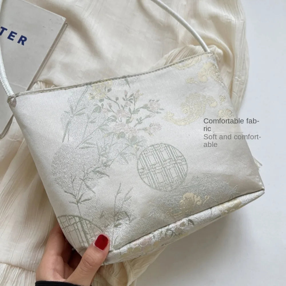 New Chinese Style Shoulder Bag Retro Portable Women Handbags Large Capacity Gift Messenger Bag Commuting Bag Bucket Bag