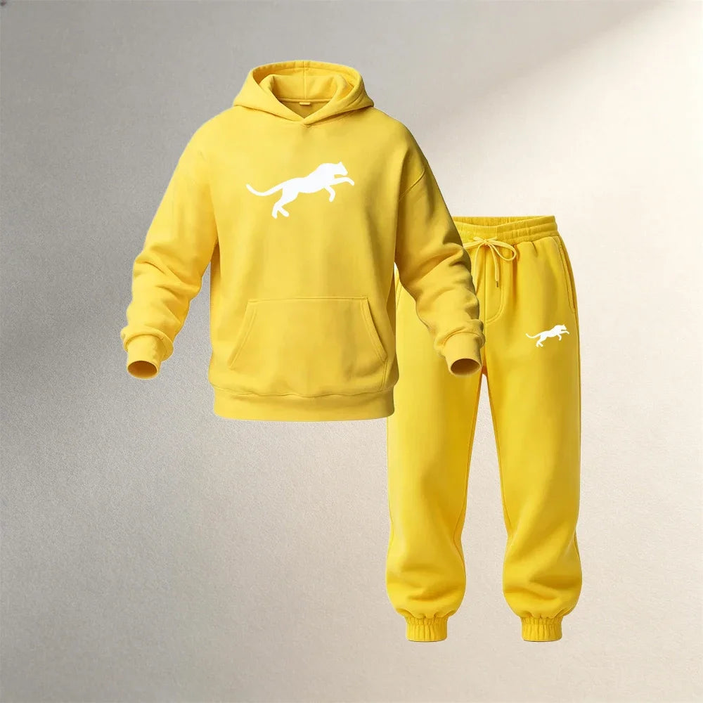 Men's Clothing Pullover Hoodies Sets 2Pcs Autumn Winter Sport Casual Fashion Men's Warm Sweatpants Suit Loose Street Male Outfit
