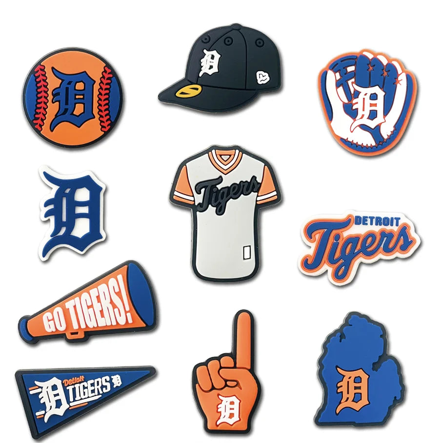 10Pcs Sports Shoe Charms Fit for Clog Wristband Bracelet Decoration Baseball Pins Accessories Shoe Charm for Men Women