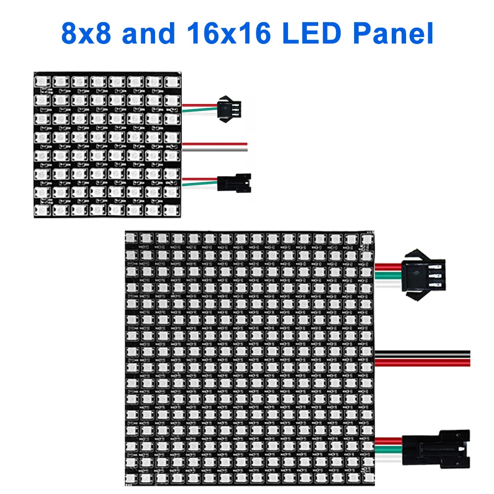 WS2812B Individually Addressable LED Panel Digital Flexible 5050 RGB Matrix Screen Module Light DC5V 8x8 16x16 8x32  64/256Pixel