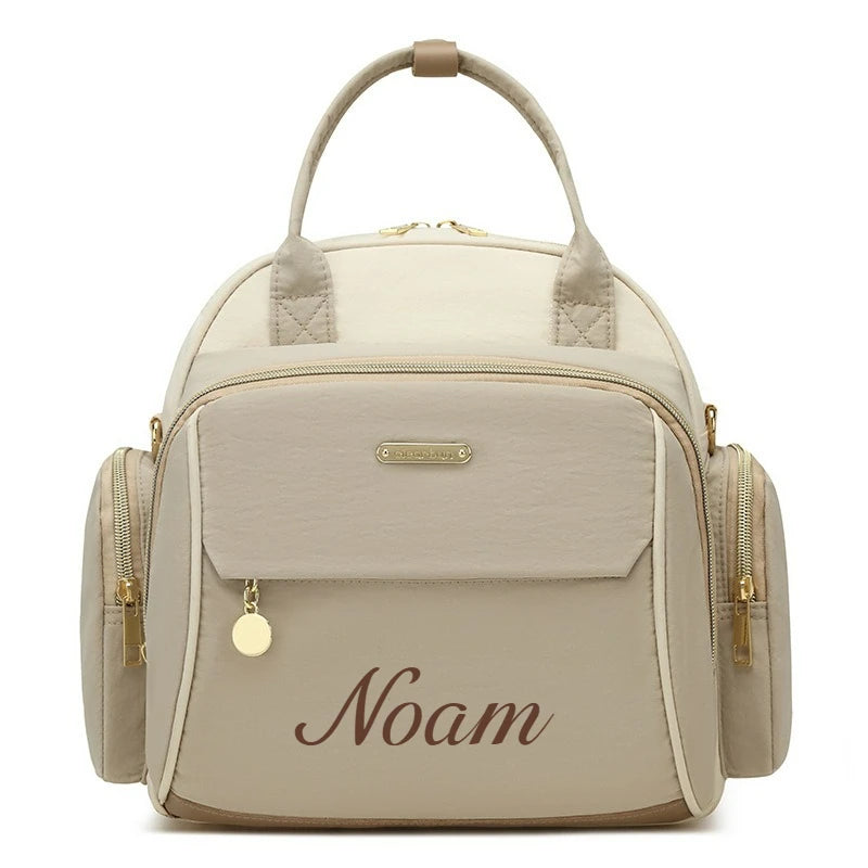 Personalized Mommy Bag Backpack Solid Color Handbag Large Capacity Baby Diapers Organizer Single Shoulder Bags