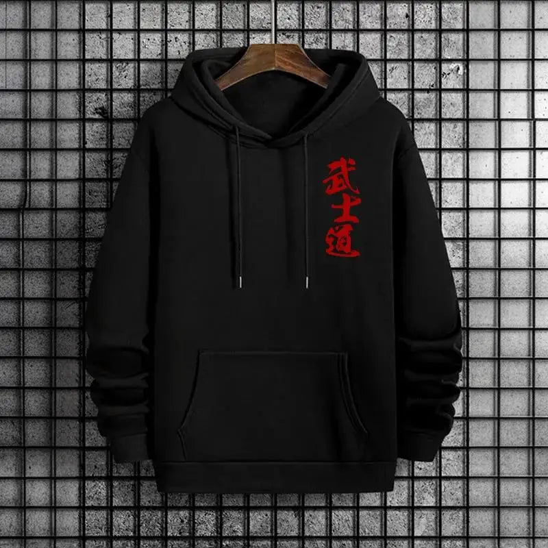 Japan Bushido Print Streetwear Hoodies 2025 Urban Fashion Hooded Sweatshirt Male Trendy Casual Autumn Winter Hoody Men's Clothes