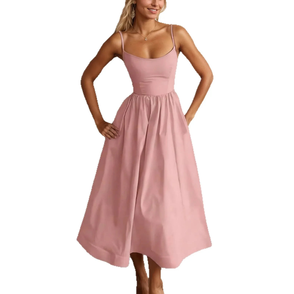 2026 summer fashion casual explosion temperament tube top solid color suspender dress women's clothing