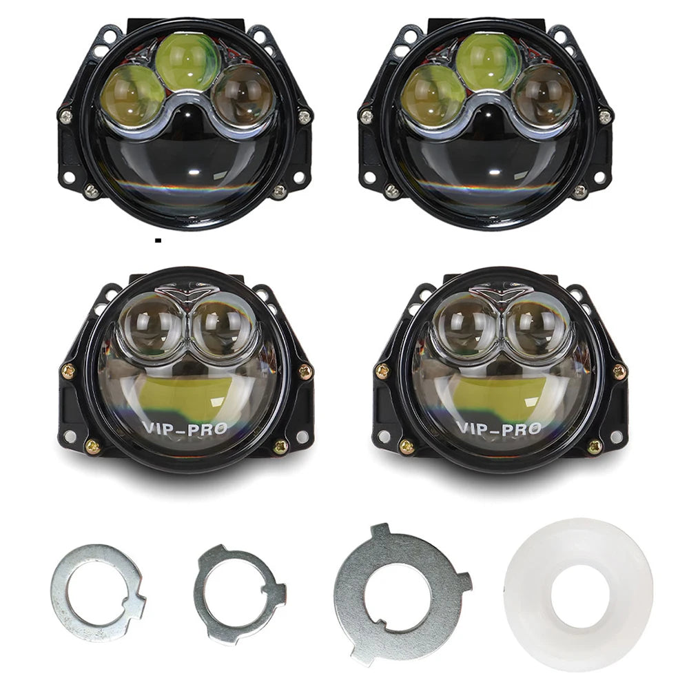 Car Led Light Bulbs 3 inch Dual Hyperboloid Bi-LED Projector Lenses Bi Lens LED Headlight Kits For Hella 3R H4 H7 9005 9006