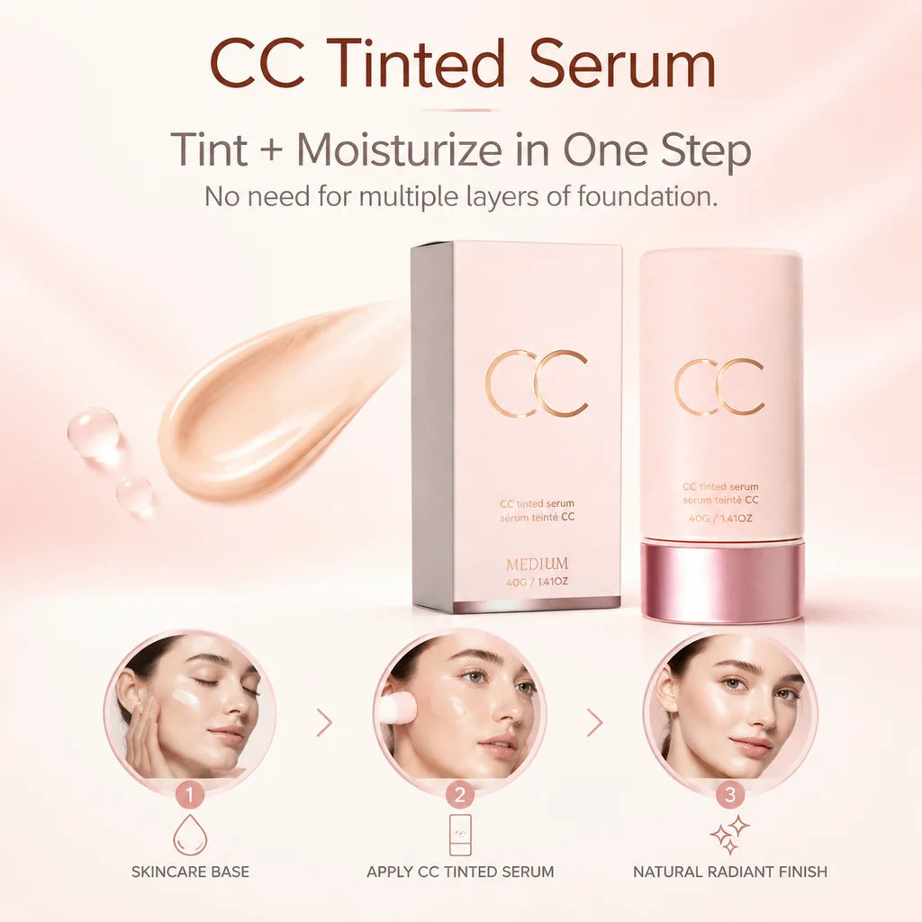 CC Tinted Serum Face Makeup, Color Correcting Moisturizing Skin Tint, Natural Coverage Makeup Base, Waterproof Long Lasting