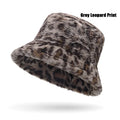 New Fall and Winter Thickened Warm Womens Plush Bucket Hat Leopard Hat