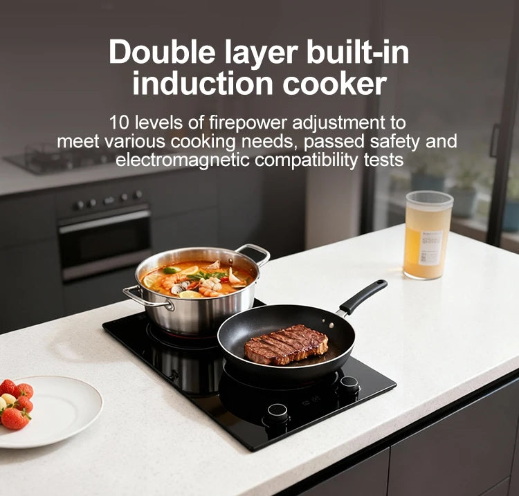 3500W Induction Hob, Double Burner, Ultra Thin Cooktop, Embedded for Modern Kitchen Renovation, 2 Zone Electric Stove