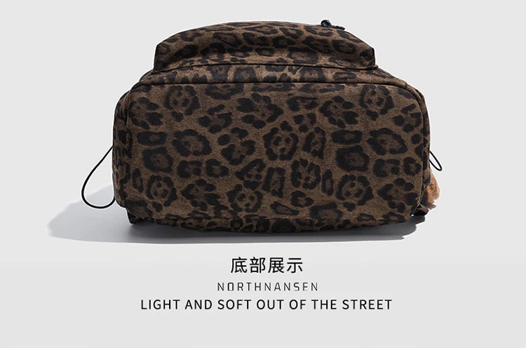 Leopard print Woman Backpack School Book Bags For Teenage Girls Boys Harajuku Female College Bag Student Lady leisure BagPack