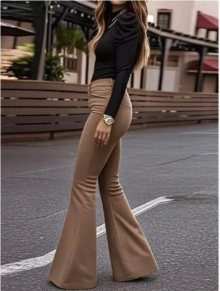 2025 Corduroy Trousers All Season Women Solid Button Fly Pocket Loungewear Slim Fit Ladies Flare Pants Streetwear Dropshipping