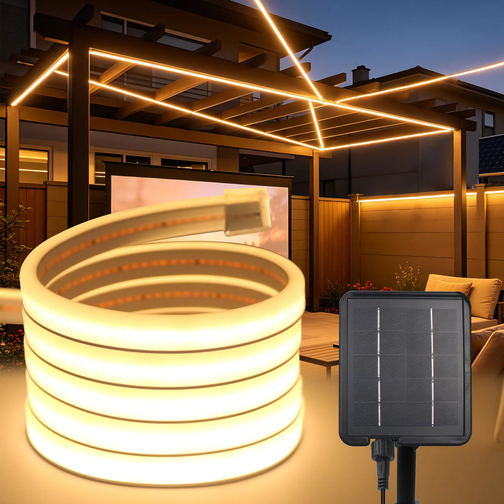 Waterproof Outdoor Solar COB LED Neon Light Strip 24V 320LEDs/m RA90 Linear Flexible Solar Lights for Yard Garden Decoration