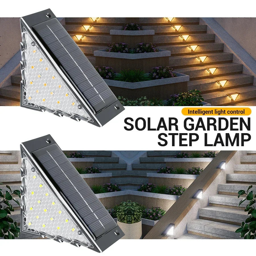 Solar Stair Lights Solar Step Light Outdoor Anti-theft Waterproof IP67 Decor for Garden Stair Deck Front Porch and Patio