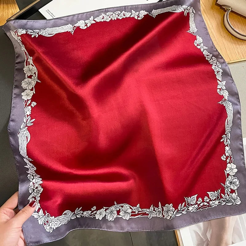 Nature Silk Neck Scarves Lady Foulard Lovely Strawberry Print 100% Real Silk Square Scarf for Women Bag Ribbon Hairband Kerchief