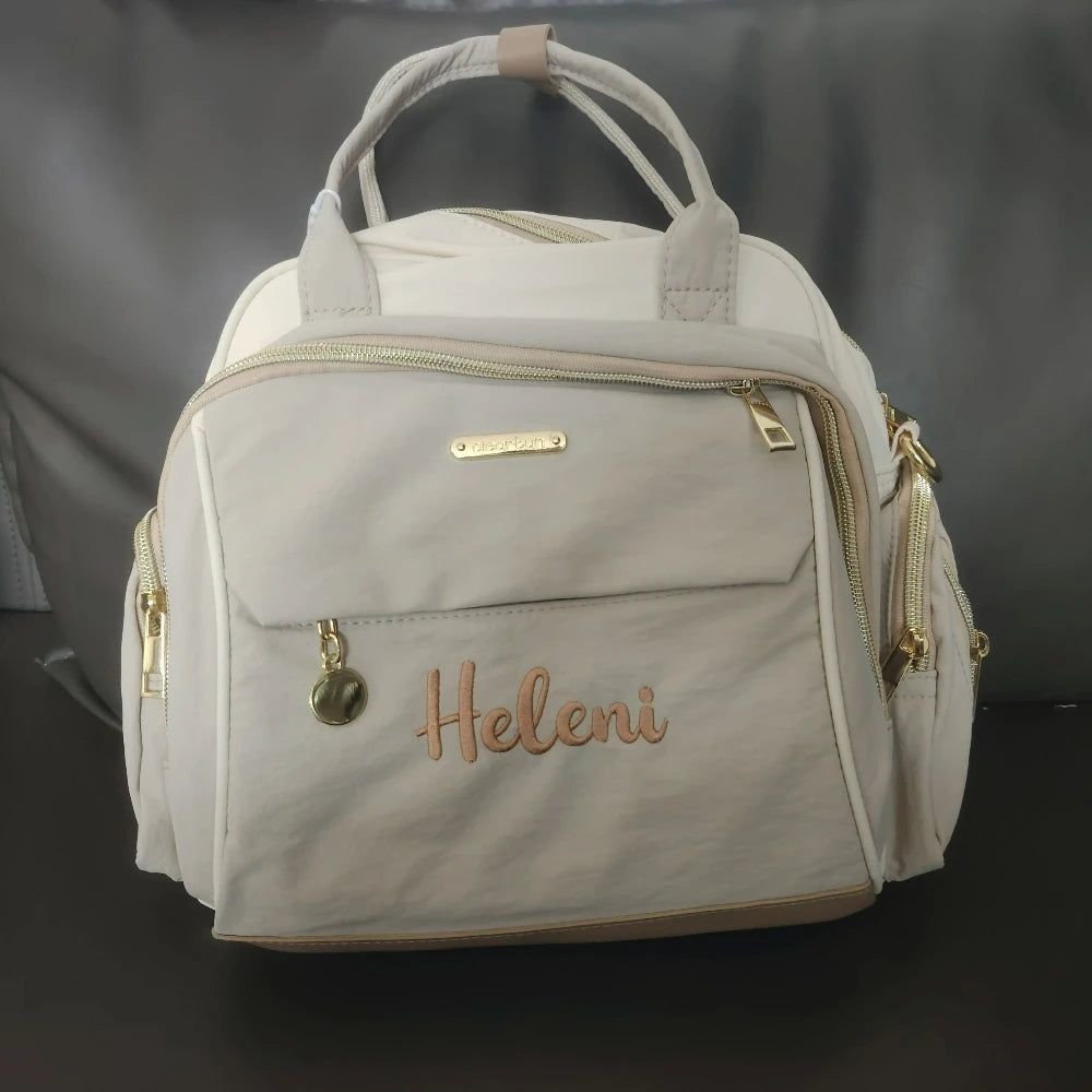 Personalized Mommy Bag Backpack Solid Color Handbag Large Capacity Baby Diapers Organizer Single Shoulder Bags