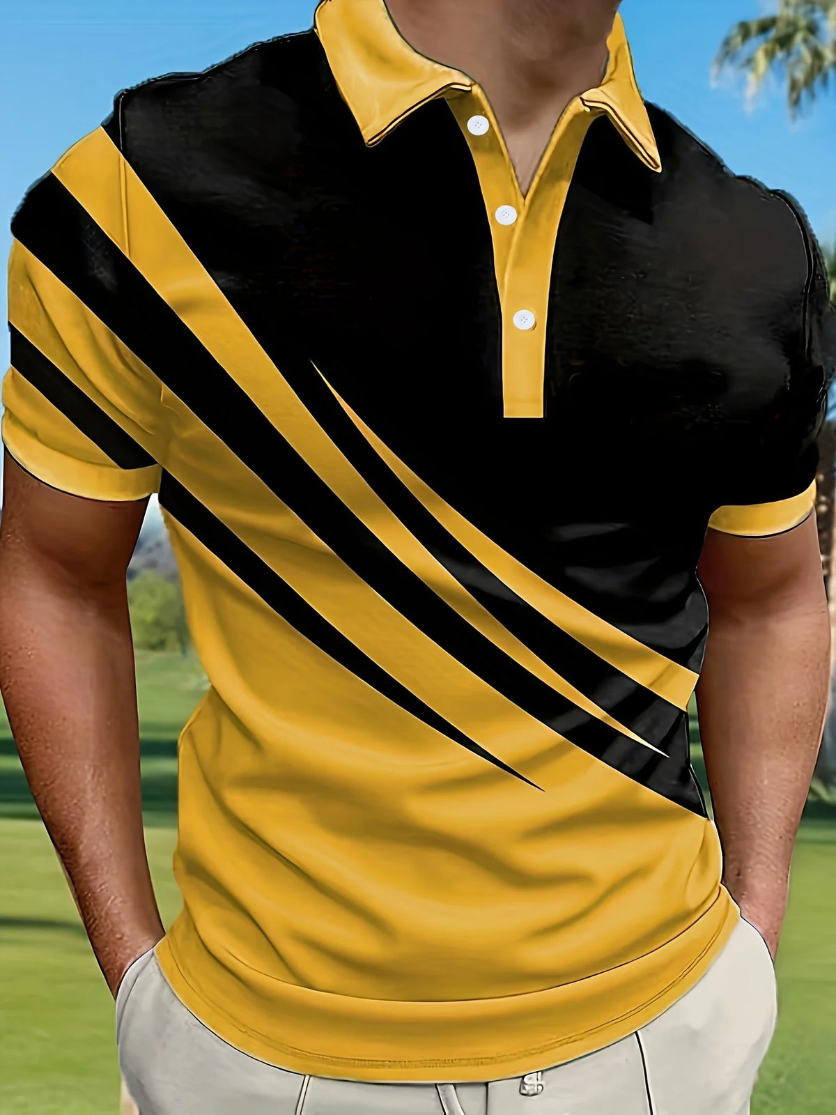 Summer T Shirts for Men 2024 Short Sleeve Men's Clothing Collar 3D Printing Plain Shirt Striped Polo Tees Fashion Pullover Tops