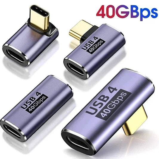 USB4 OTG Type C To C Thunderbolt 3 Extension 8K Video Cable Adapter L Style Male To Female To Female For Phone Laptops PC 40Gbps