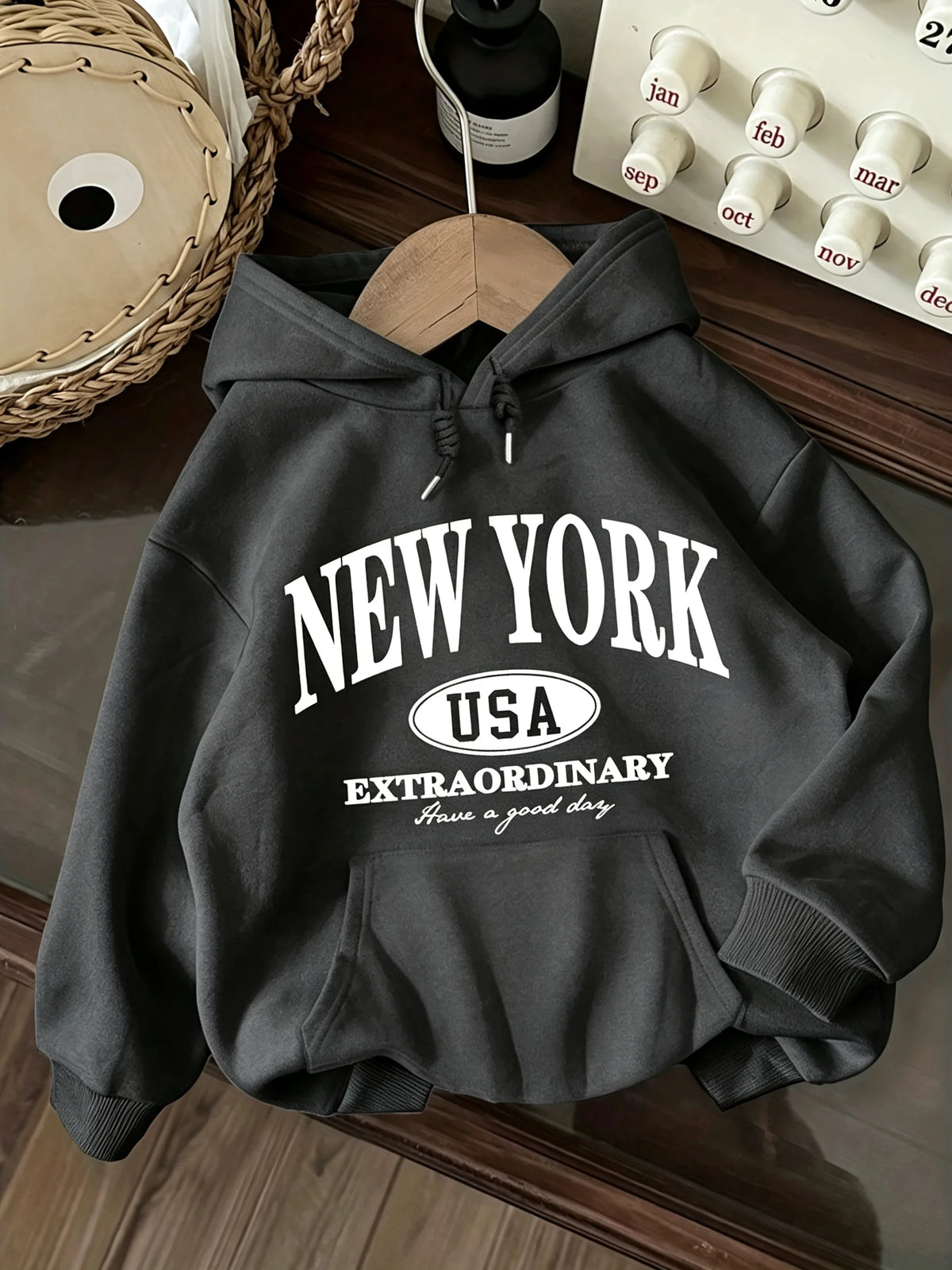 2026 New Unisex New York USA Letter Graphic Hoodie Vintage City Text Print Casual Streetwear Hooded Sweatshirt
