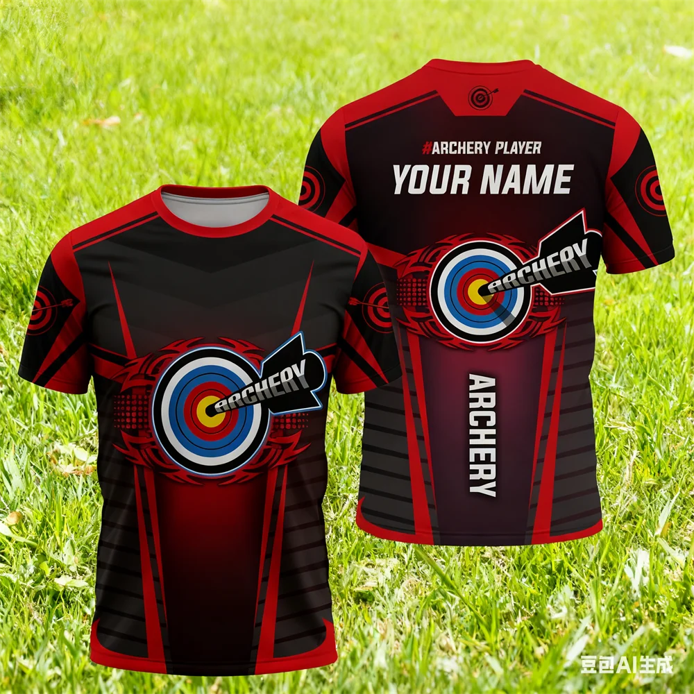 Funny 3D Printing Men's T-Shirts Fashion Personalized Name Short Sleeve Tees Casual O-neck Loose Tops Archery Club Team Clothing