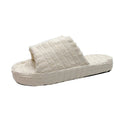 2024 Women New Luxury Brand One-Word Thick-Soled Warm Furry Women's Shoes Embossed Cotton Drag Outdoor All-Match Casual Slippers