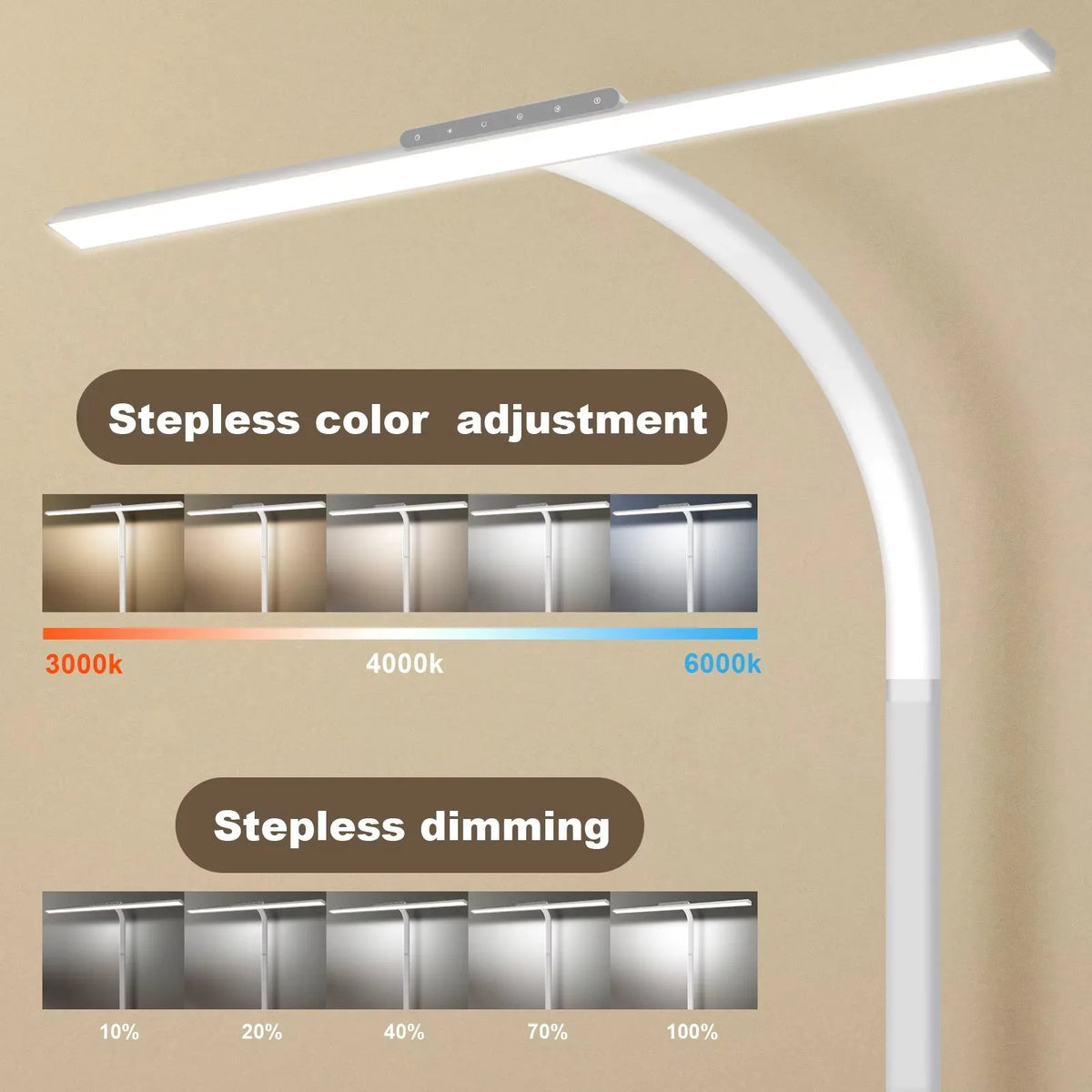 LOOPITYS 24W LED Desk Lamp 80cm 2310 Lumens Touch Control Dimmable Adjustable Color Temperature Clamp Table Lamp