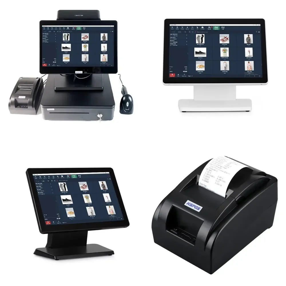 All in One POS System Cash Register 14 Inch Touch Screen With Printer, Scanner and Cash Box