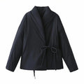 Fashion Lace Up Padded Cotton Jacket Women 2025 Winter Casual Loose Parkas Coat Vintage Outwear Female Warm Quilted Outerwears