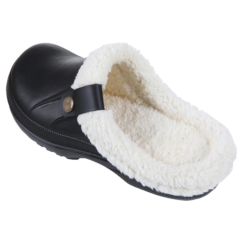 Evshine Warm Winter Man Slippers Antislip Waterproof Men Slippers Warm Comfy Clogs Fuzzy Fur Shoes Classic Plush Bedroom Slipper
