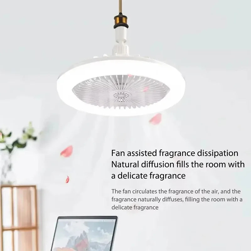 Energy-Saving Remote Control LED Ceiling Fan Lamp 85-265V for Living Room Bedroom Bottom Noise Mute E27 Base 2 In 1fans Light