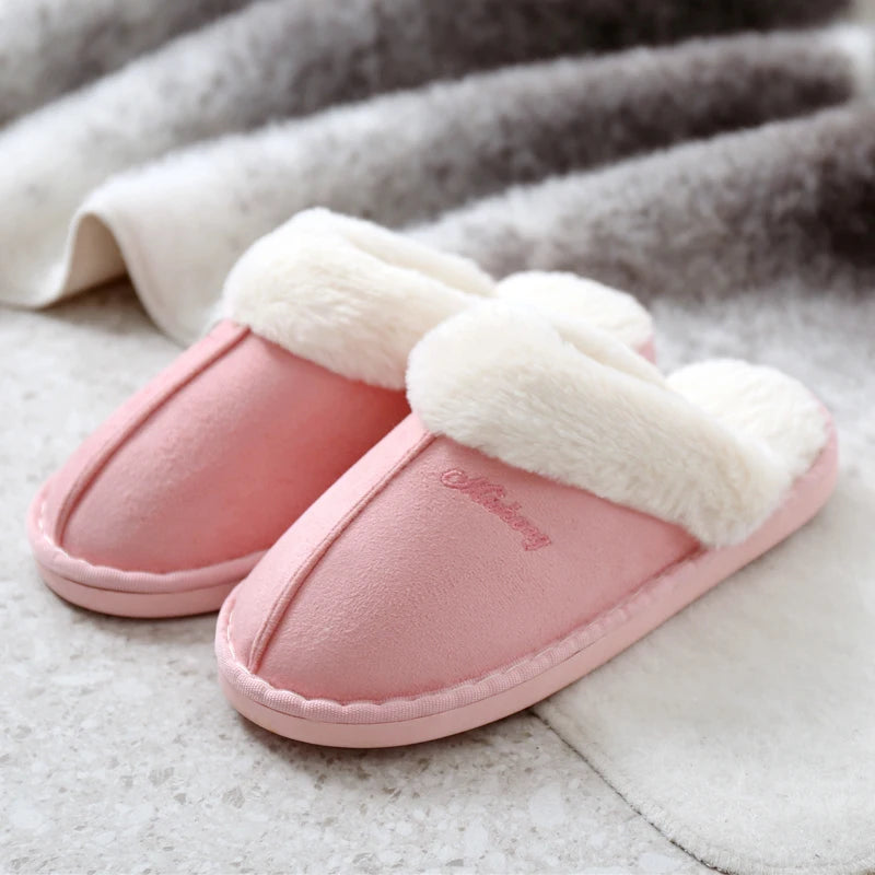 Big Size 47 Men Winter Slippers Furry Warm Home Shoes Men Couples House Floor Slides Slip On Footwear Comfortable Soft Bedroom S