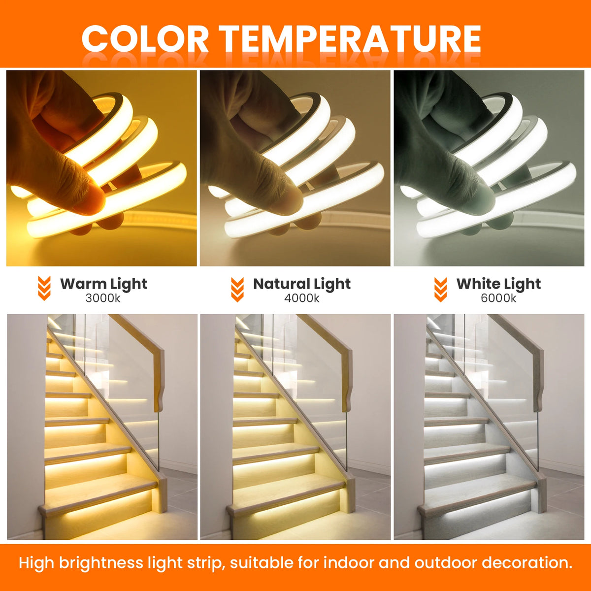 COB Neon LED Strip 5V 320LEDs/m Waterproof Dimmable LED Neon Rope Light Flexible Tape for Kitchen Cabinet Bedroom TV Backlight