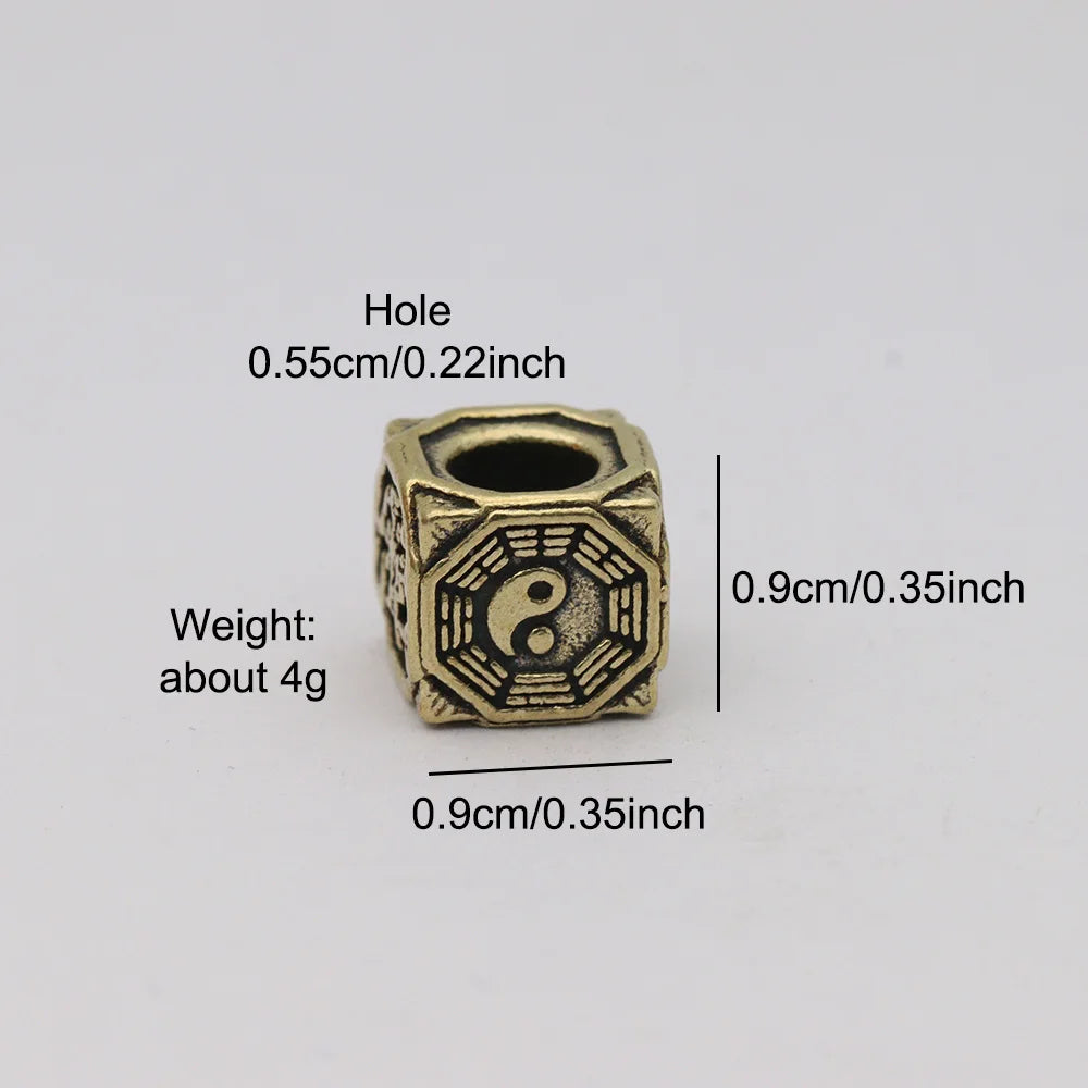 Eight Diagrams Block Brass Knife Beads EDC DIY Paracord Woven Bracelets Lanyard Pendants Accessories Outdoor Tool Hangings Charm