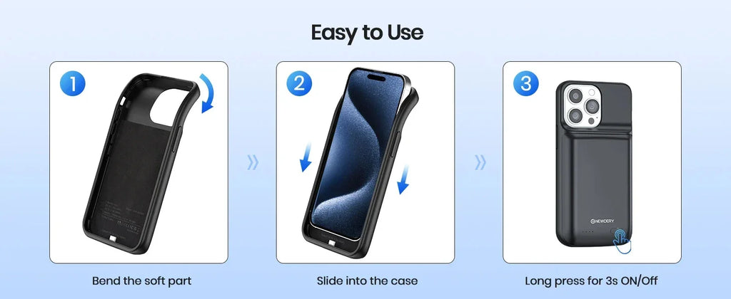 NEWDERY 4800mAh Battery Charger Case for iPhone 12 13 14 15 Pro Max/12mini/13mini Power Case Portable Charging Power Bank Cover