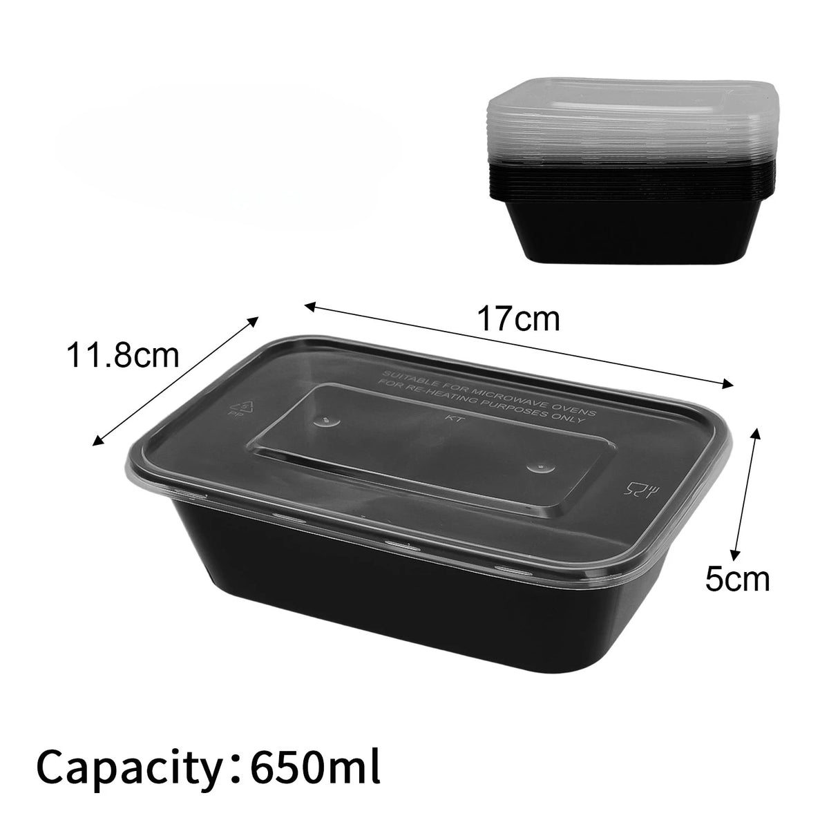 10/30pcs Disposable Food Containers Black Plastic Salads Sandwiches Lunch Box with Lids Home Kitchen Refrigerator Storage Boxes