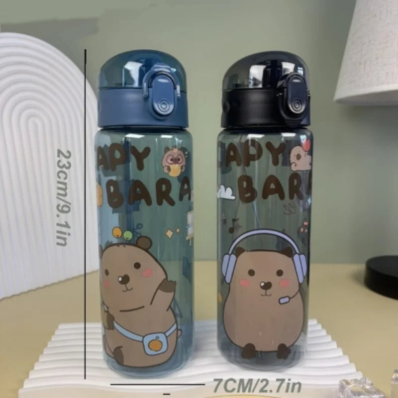 780ml Capybara transparent Cup Cute Cartoon Water Bottle with Carry Strap Leakproof Portable Outdoor Drinking Cup Sports Bottle