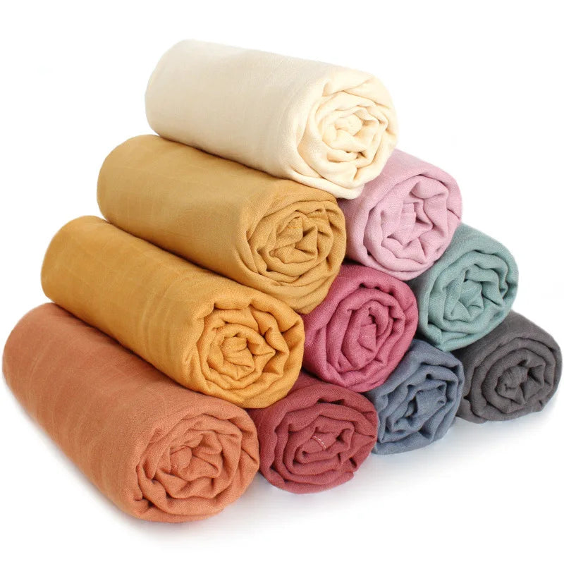 120x120cm Bamboo Baby Swaddle Blankets Solid Plain Color Baby Blankets Newborn Cotton Gauze Blanket Muslin Baby Bath Towel