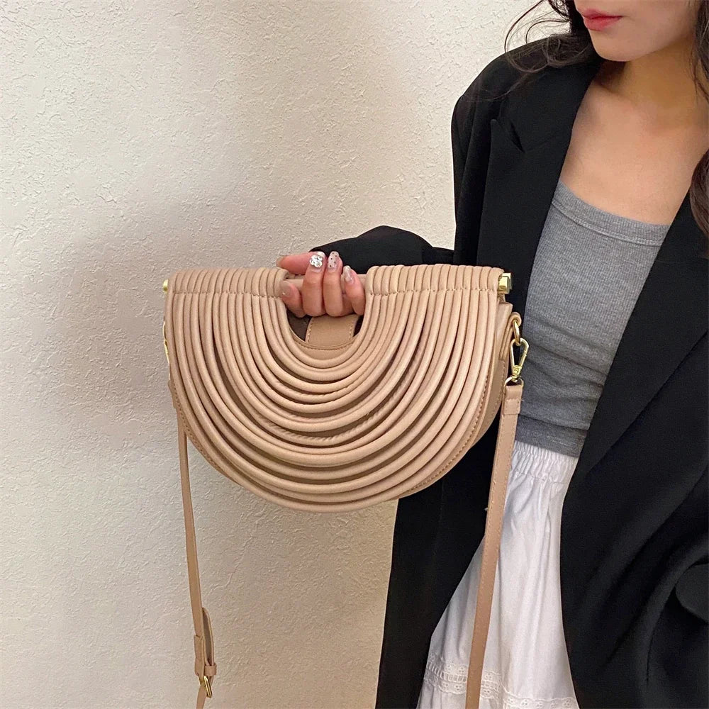 Luxury Evening Clutch Purses For Women 2026 Golden Noodle Half Moon Crossbody Bag Wedding Dinner Party Luxury Designer Handbags