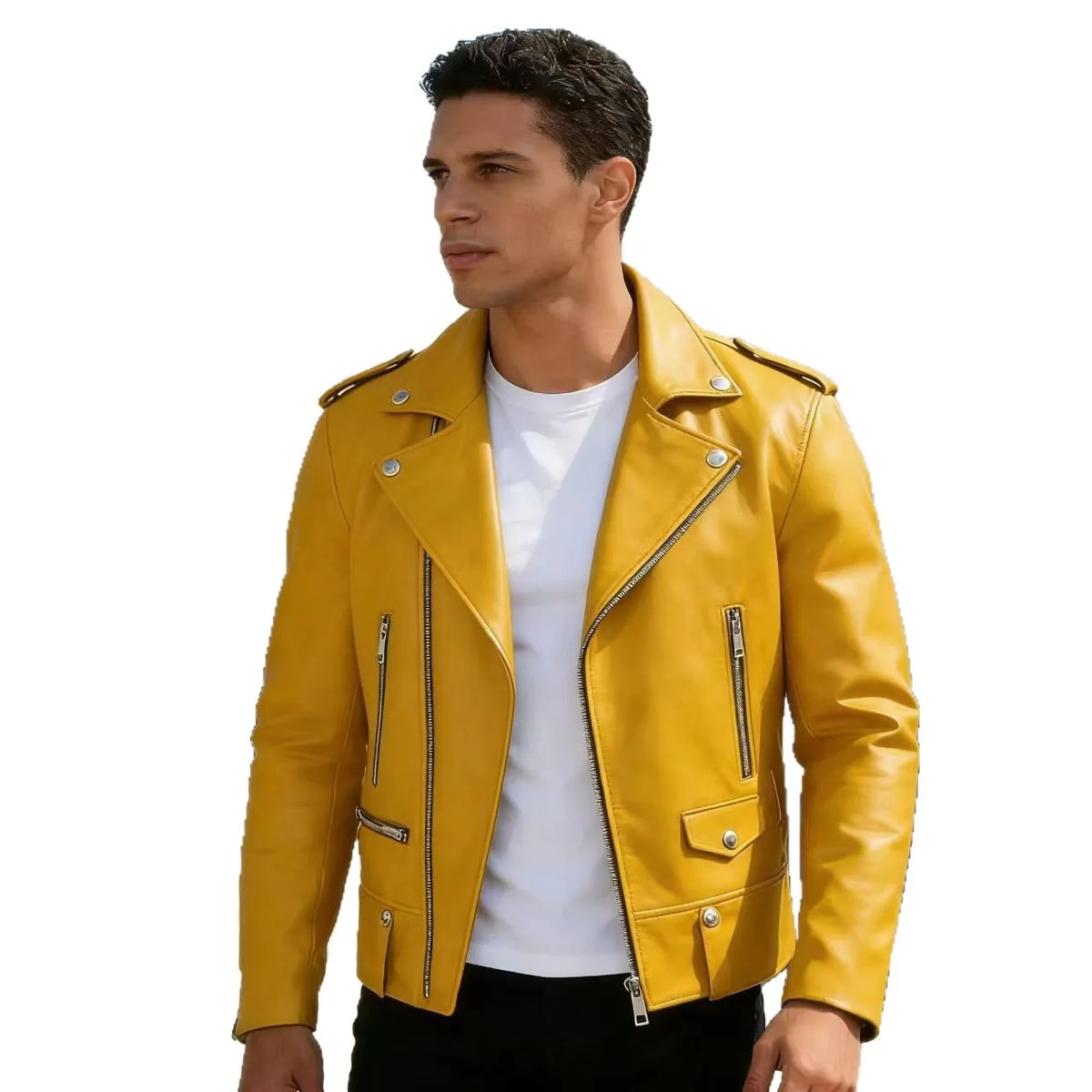 New Fashion Autumn Winter Men Solid Color Long Sleeve Zipper Slim Simple Trendy Faux Leather Coats Male Streetwear Top Clothes