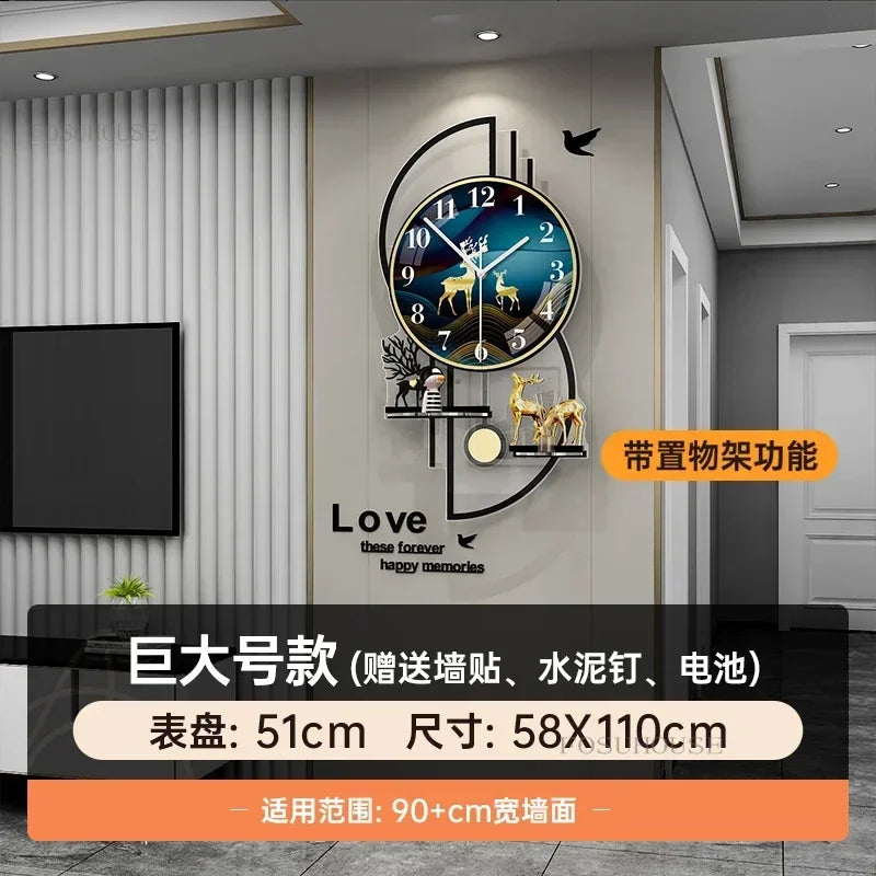 Light Luxury Wall Clocks Creative Home Decor Nordic Simple Living Room Home Wall Clock Luxury Designer Smart Models with Lights