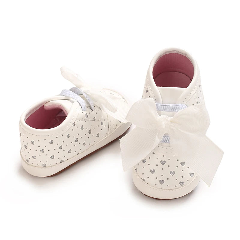 Baby Learning Walk Shoes, Cute Printed & Bow Sneakers, Soft Sole Casual Footwear for Infants 0-18M