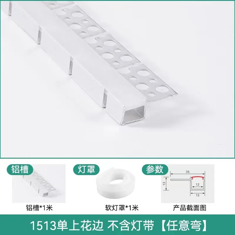 Recessed Bendable Led Aluminum Profile Hidden Ceiling Curved Channel Trimless Soft Cover Wall Floor Decor Linear Strip Light