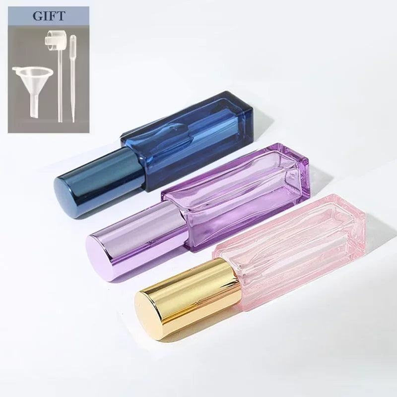 3PCS 5ML 10ML Mini Perfume Spray Bottles Glass Refillable Bottle Portable Travel Oil Liquid Cosmetic Container Perfume Atomizer