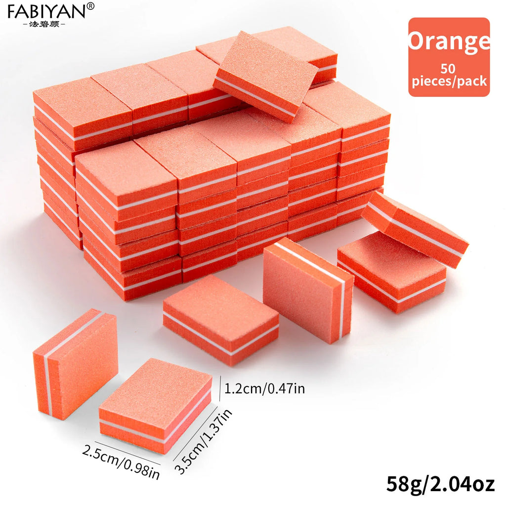 50Pcs/pack Mini Sponge Nail Buffer Block Double Sided Texture Nail File Buffers For Nail Pre-processing Polish Nails Accessories