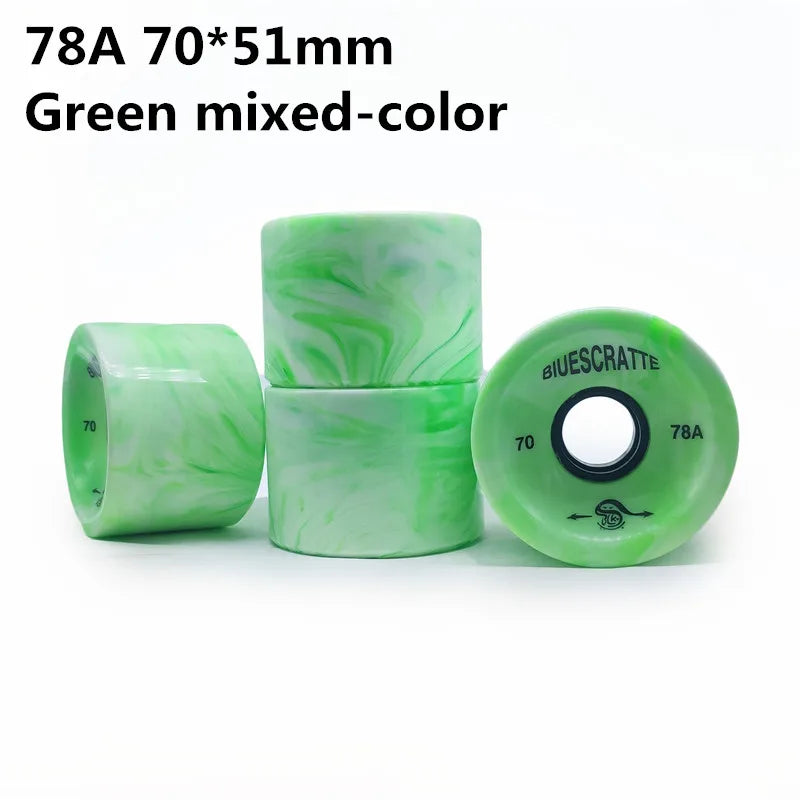 4pcs 70mm 51mm 80 duro Longboard Wheel for 70mm Skateboard Tire 80A Durable Elastic PU Ruedas for Road Street Skate Board Rodas