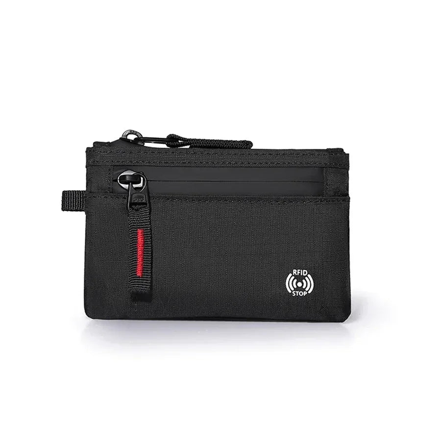 RFID Blocking Mini Travel Wallet Anti‑Scan Card Pouch with Keychain, Portable Coin Purse for Travel Daily Use Slim Light